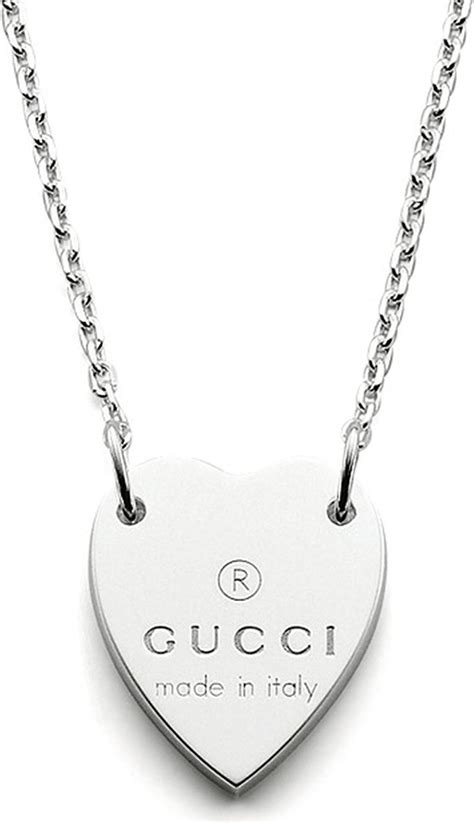 gucci necklace silver|heart necklace with gucci trademark.